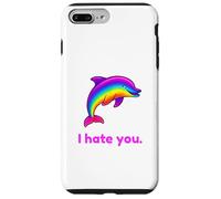 Custodia per iPhone 7 Plus/8 Plus I Hate You Rainbow Dolphin Divertente