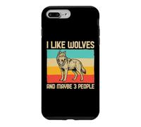 Custodia per iPhone 7 Plus/8 Plus I Like Wolves And Maybe 3 People Lupo Retro Frase Sarcasmo