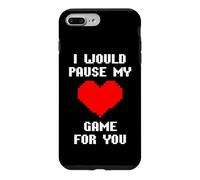 Custodia per iPhone 7 Plus/8 Plus I Would Pause My Game For You Cuore Pixelato Amore Giocatori