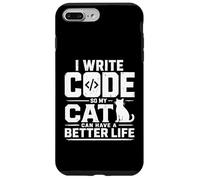 Custodia per iPhone 7 Plus/8 Plus I write code so my cat can have a better life funny geek