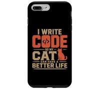 Custodia per iPhone 7 Plus/8 Plus I write code so my cat can have a better life funny geek