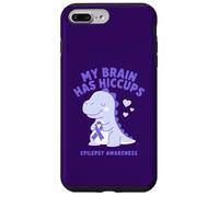 Custodia per iPhone 7 Plus/8 Plus Il mio cervello ha singhiozzo Consapevolezza dell'epilessia Dino Purple Ribbon