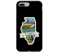 Custodia per iPhone 7 Plus/8 Plus Illinois Vintage Skyline di Chicago e Orgoglio dell'Illinois