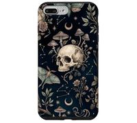 Custodia per iPhone 7 Plus/8 Plus Illustrazione botanica della falena del gufo del cranio celeste mistico scuro