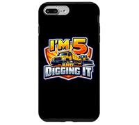 Custodia per iPhone 7 Plus/8 Plus I'm 5 And Digging It Boys Camion da costruzione per il 5 ° compleanno