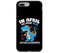 Custodia per iPhone 7 Plus/8 Plus In April We Wear Blue Autism Awareness Month Dinosaur T-Rex
