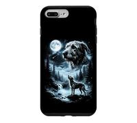 Custodia per iPhone 7 Plus/8 Plus Irish Wolfhound Howling to the Moon, cane retrò anni '90