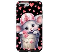Custodia per iPhone 7 Plus/8 Plus Kawaii Mouse In Valentines Basket For Girls Cute Heart