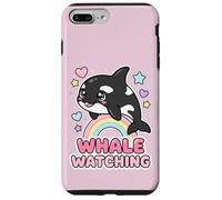 Custodia per iPhone 7 Plus/8 Plus Kawaii Orca Rainbow Whale Guardando Chibi Whale Girls