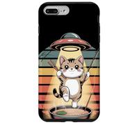 Custodia per iPhone 7 Plus/8 Plus Kawaii Pesca Gatto Alieno UFO Rapimento Carino Divertente