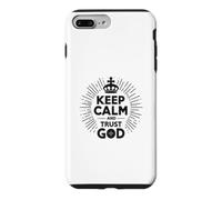 Custodia per iPhone 7 Plus/8 Plus Keep Calm and Trust God Messaggio cristiano ispiratore