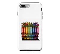 Custodia per iPhone 7 Plus/8 Plus La diversità ci rende bellissimi libri arcobaleno fiori