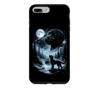 Custodia per iPhone 7 Plus/8 Plus Labradoodle nero che ulula alla luna retrò anni '90 Doodle Dog