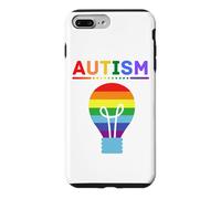 Custodia per iPhone 7 Plus/8 Plus Lampadina arcobaleno per la consapevolezza dell'autismo, supporto autistico, mamma e papà