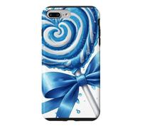Custodia per iPhone 7 Plus/8 Plus Lecca lecca cuore caramella menta piperita blu