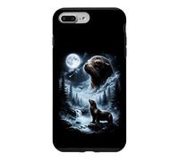 Custodia per iPhone 7 Plus/8 Plus Leone marino che ulula alla luna anni '90 retrò