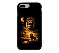 Custodia per iPhone 7 Plus/8 Plus Leone Savana Notte Luna Celeste Streak Fauna Selvatica
