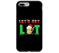 Custodia per iPhone 7 Plus/8 Plus Let's Get Lit Bere Cappello di Babbo Natale Luci di Natale Divertente