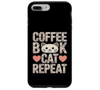 Custodia per iPhone 7 Plus/8 Plus Libro del caffè Cat Repeat Cute Cozy Cat Lover