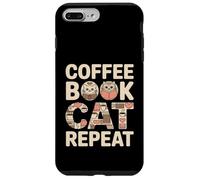 Custodia per iPhone 7 Plus/8 Plus Libro del caffè Cat Repeat Cute Cozy Cat Lover