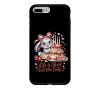 Custodia per iPhone 7 Plus/8 Plus Life is Short Eat The Cake - Simpatico coniglietto di compleanno