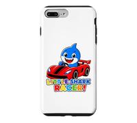 Custodia per iPhone 7 Plus/8 Plus Little Shark Racer Kids Cute Shark Race Car Design per ragazzi