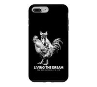Custodia per iPhone 7 Plus/8 Plus Living the Dream, divertente design con cane che cavalca il pollo