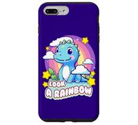 Custodia per iPhone 7 Plus/8 Plus Look a Rainbow Cute Dinosaur with a Rainbow and Stars