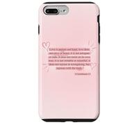 Custodia per iPhone 7 Plus/8 Plus Love is Patient Christian Girly Gesù Bibbia Rosa Coquette
