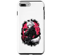 Custodia per iPhone 7 Plus/8 Plus Lupo Anime Girl Samurai Katana Rosa Nero Design Estetico