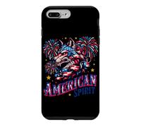 Custodia per iPhone 7 Plus/8 Plus Lupo Patriottico con Fuochi d'Artificio Americani