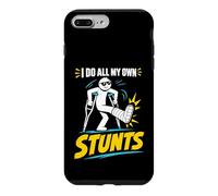 Custodia per iPhone 7 Plus/8 Plus Maglietta con scritta "I Do My Own Stunts", con scritta in inglese "Get Well Funny Injury Leg