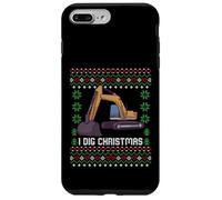 Custodia per iPhone 7 Plus/8 Plus Maglione natalizio I Dig Christmas Excavator Ugly