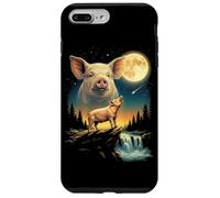 Custodia per iPhone 7 Plus/8 Plus Meme di Pig Howling to the Moon Funny Pig Farm Animal degli anni '90