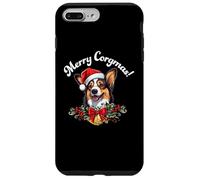Custodia per iPhone 7 Plus/8 Plus Merry Corgmas Christmas Xmas Black Tricolor Corgi Lover