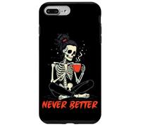 Custodia per iPhone 7 Plus/8 Plus messy bun drinking coffee for women never better skeleton