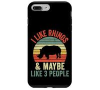 Custodia per iPhone 7 Plus/8 Plus Mi piacciono i rinoceronti e forse piace 3 Persone Vintage Rhino Retro