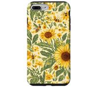 Custodia per iPhone 7 Plus/8 Plus Motivo giardino girasole con api, design rustico floreale ape