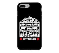 Custodia per iPhone 7 Plus/8 Plus Mucche d'arte popolare svizzera Papercut che scendono dalle Alpi