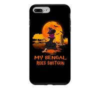 Custodia per iPhone 7 Plus/8 Plus My Bengal Rides Shotgun Cat and Witch Halloween Costume