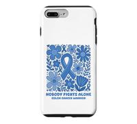 Custodia per iPhone 7 Plus/8 Plus Nastro blu floreale "Nobody Fights Alone" del guerriero del cancro al colon