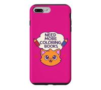 Custodia per iPhone 7 Plus/8 Plus Need More Coloring Books Cute Cat & Colored Pencil Design