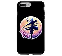 Custodia per iPhone 7 Plus/8 Plus Ninja Silhouette Moonlight Cherry Blossoms Giapponese Samurai