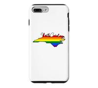 Custodia per iPhone 7 Plus/8 Plus North Carolina Mappa USA Stato Arcobaleno Flag Orgoglio