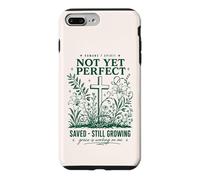 Custodia per iPhone 7 Plus/8 Plus Not Yet Perfect - Croce floreale motivazionale per la crescita cristiana