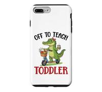 Custodia per iPhone 7 Plus/8 Plus Off To Teach Toddler Alligatore Carino Insegnante Scooter Scuola