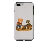 Custodia per iPhone 7 Plus/8 Plus Orso e procione segando il legno - Carini operai forestali