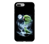 Custodia per iPhone 7 Plus/8 Plus Pappagallo indiano ringneck che ulula alla luna anni '90 retrò uccello