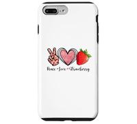 Custodia per iPhone 7 Plus/8 Plus Peace Love Strawberry Shirts Farmer Fragole Amante Frutta
