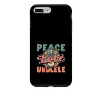 Custodia per iPhone 7 Plus/8 Plus Peace Love Ukulele Hippie, lettore musicale hawaiano retrò